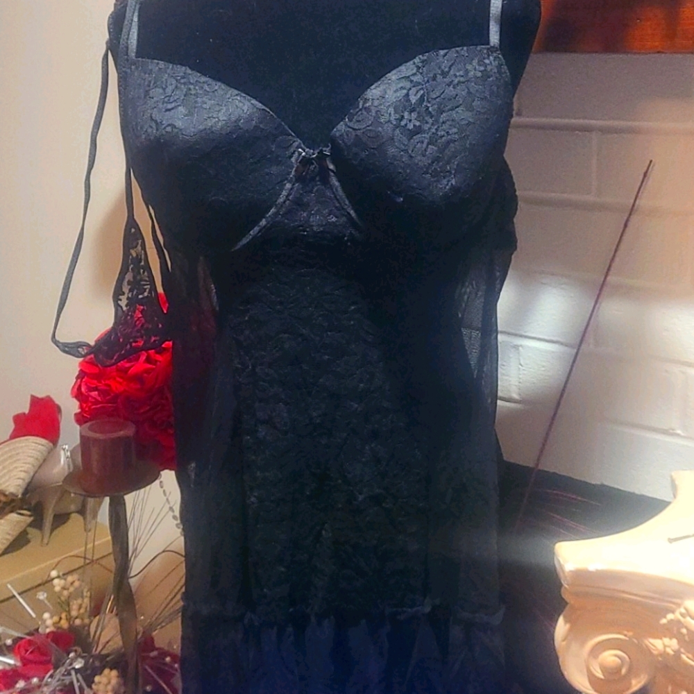 Black teddy with thongs/
